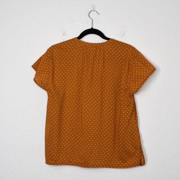 Old Navy Polka Dot Blouse Sz M Button Down Modal Blend Retro 50s Cottagecore - Picture 8 of 15